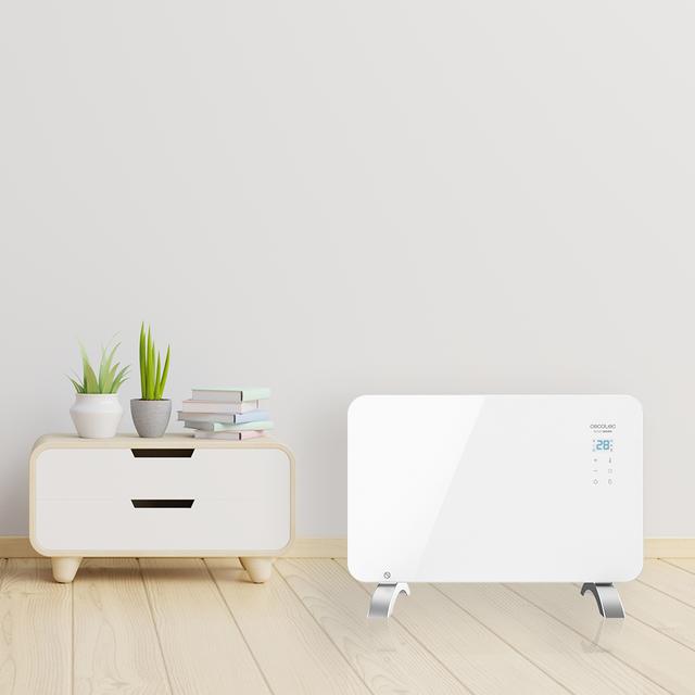 Toalheiro Elétrico de Baixo Consumo Ready Warm 6650 Crystal Connection. Wi-Fi, 1000 W, Termóstato ajustável, Temporizador, Suporte de pé, proteção contra sobreaquecimento, Branco