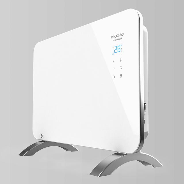 Convettore in Vetro Ready Warm 6650 Crystal Connection. Funzionamento via Wi-Fi, Termostato regolabile, Timer, Supporto, Utilizzabile in bagno (IP24), silenzioso, 1000 W