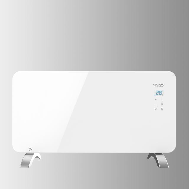 Ready Warm 6700 Crystal Connection Convecteur en verre. Contrôle via Wi-Fi avec thermostat réglable, minuterie, support, adapté aux salles de bains (IP24), silencieux et 1500 W