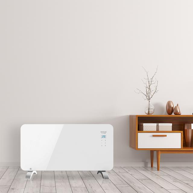 Ready Warm 6700 Crystal Connection Convecteur en verre. Contrôle via Wi-Fi avec thermostat réglable, minuterie, support, adapté aux salles de bains (IP24), silencieux et 1500 W
