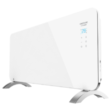 Convettore in Vetro Ready Warm 6750 Crystal Connection. Funzionamento via Wi-Fi, Termostato regolabile, Timer, Supporto, Utilizzabile in bagno (IP24), silenzioso, 2000 W