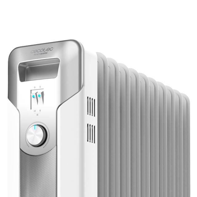 Radiateur bain d’huile 360º Ready Warm 5720 Space White. 11 éléments, faible consommation, 2500 W, 3 niveaux de puissance, protection contre la surchauffe et le renversement, roues et jusqu'à 20 m² de surface couverte.