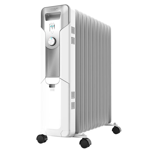 Radiateur bain d’huile 360º Ready Warm 5720 Space White. 11 éléments, faible consommation, 2500 W, 3 niveaux de puissance, protection contre la surchauffe et le renversement, roues et jusqu'à 20 m² de surface couverte.