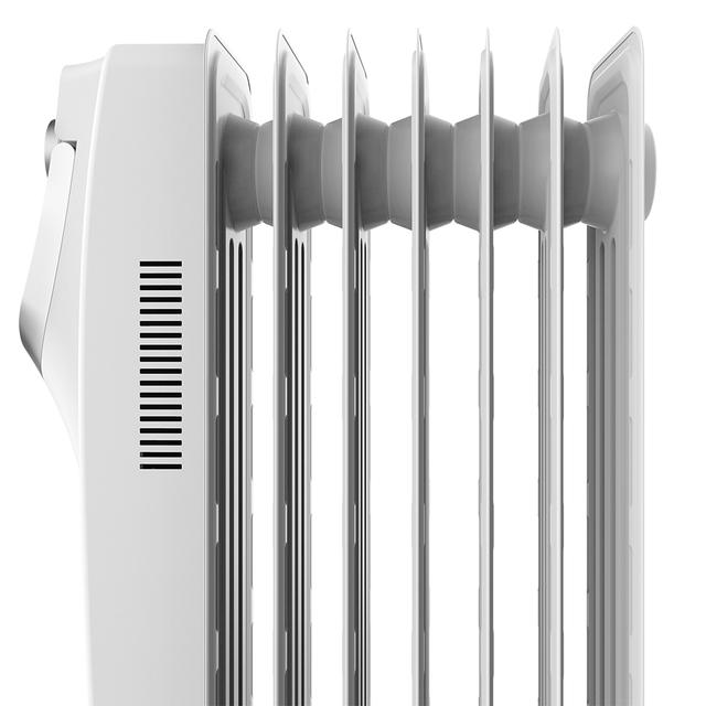 Radiateur bain d’huile Ready Warm 5750 Space 360º White avec 7 éléments, faible consommation, 1500 W, 3 niveaux de puissance, protection contre la surchauffe et le renversement, roues et 18 m² de surface couverte.