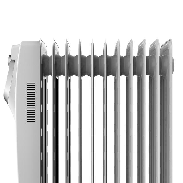 Radiateur bain d’huile Ready Warm 5850 Space 360º White. 11 éléments, faible consommation, 2500 W, 3 niveaux de puissance, protection contre la surchauffe et le renversement, roues et jusqu'à 25 m² de surface couverte.