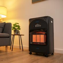 Ready Warm 4000 Slim Fold Estufa de gas con una potencia de hasta 4,2 kW, triple sistema de seguridad y bombona de gas con 15 kg de capacidad.