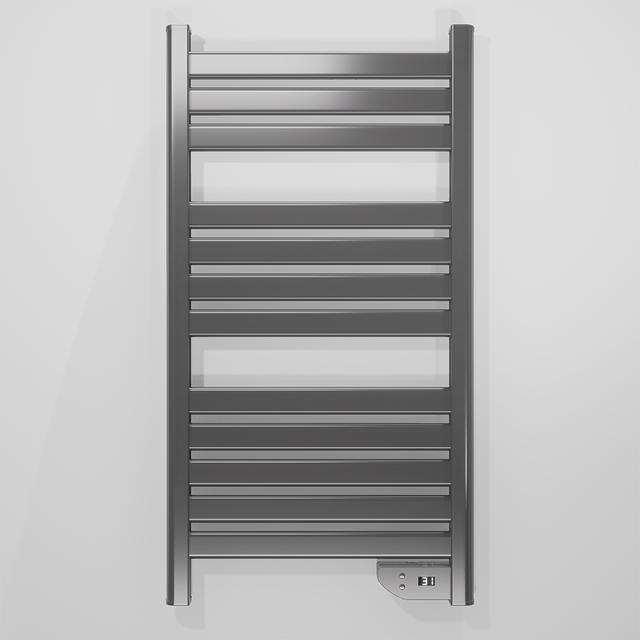 Scaldasalviette a basso Consumo Ready Warm 9050 Twin Towel Inox. Scaldasalviette da 500 W, IP24, 2 modalità, Timer, Display LED, Design Moderno, Kit di installazione