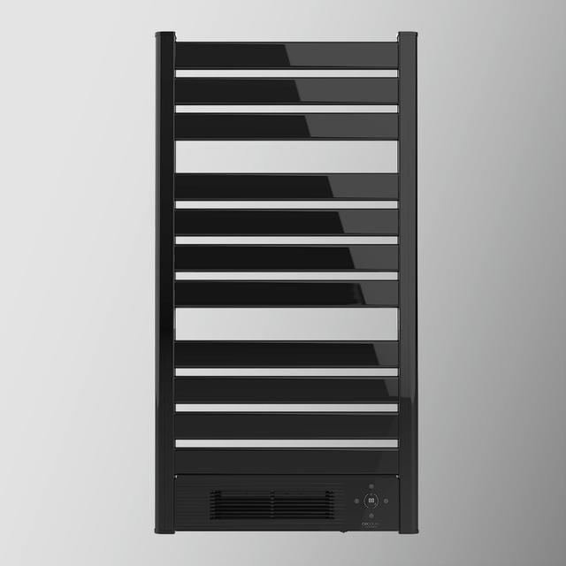 Ready Warm 9770 Ceramic Towel Black energieeffizienter Badheizkörper Eingebautes Keramik-Heizgerät, 2000 W, LED-Anzeige, Fernbedienung, Timer, IPX1, Temperatureinstellung