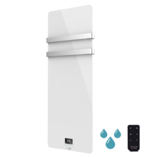 Ready Warm 9870 Crystal Towel White energieeffizienter Badheizkörper 850W, LED-Anzeige, Doppelaufhänger aus Edelstahl, Wochentimer, Fernbedienung, Schutzart IP24