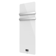 Scaldasalviette elettrico a basso Consumo Ready Warm 9870 Crystal Towel White. 850 W, display LED, doppia barra in acciaio inox, timer settimanale, telecomando, protezione IP24