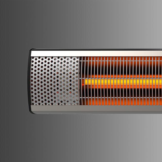 Calefactor de Exterior Ready Warm 8500 Power Aluminium. Calefactor halógeno de radiación infrarroja de Pared, 2000 W, IP55, 3 Niveles de Potencia, Mando a Distancia, Temporizador, Kit Montaje