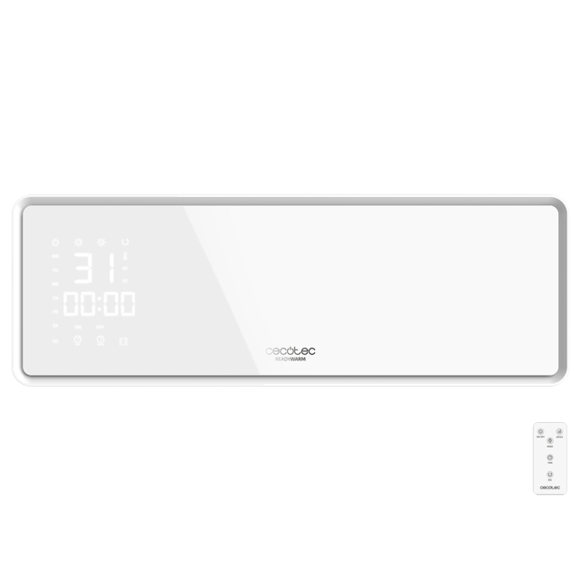 Stufa da bagno da parete Ready Warm 5300 PowerBox Ceramic 2000 W, display LED; 2 livelli di potenza e 3 di funzionamento, oscillazione, IP22, timer, telecomando, kit di montaggio