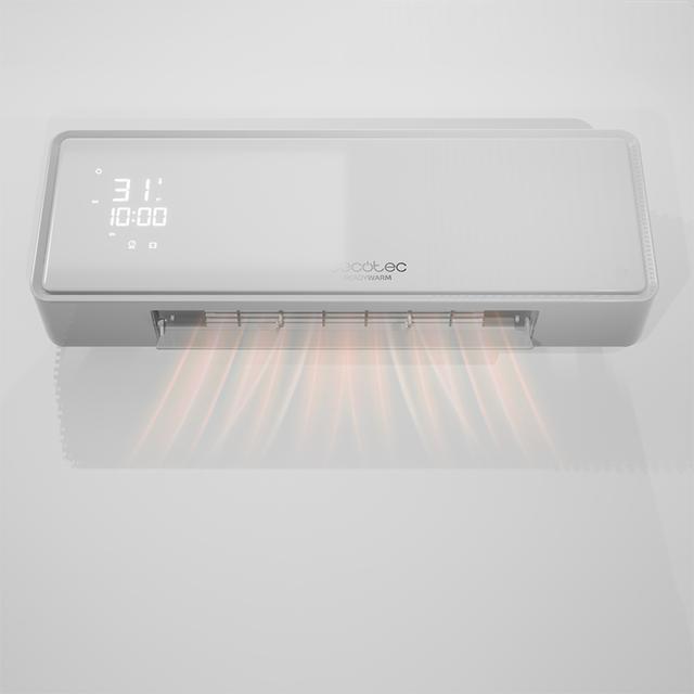 Ready Warm 5300 PowerBox Ceramic Heizlüfter Halogenbad für Wand 2000W, LED-Anzeige, 2 Leistungsstufen und 3 Betriebsstufen, Oszillation, IP22, Timer, Fernbedienung, Montagekit