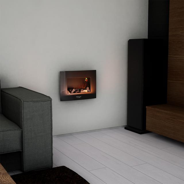 Lareira elétrica Ready Warm 2200 Curved Flames. Potência máxima 2000 W, Tamanho 22", 2 níveis de potência, Controlo remoto, Painel de vidro curvo temperado, Temporizador, 20 m2