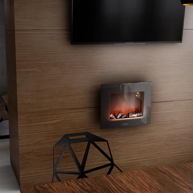 Caminetto elettrico Ready Warm 2600 Curved Flames. Potenza massima 2000 W, Dimensioni 26'', 2 livelli di potenza, telecomando, pannello ricurvo in vetro temperato, timer, 25 m2