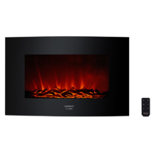Caminetto elettrico Ready Warm 3500 Curved Flames. Potenza massima 2000 W, Dimensioni 35'', 2 livelli di potenza, telecomando, pannello ricurvo in vetro temperato, timer, 30 m2