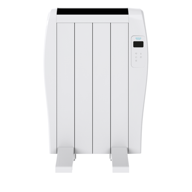 Radiateur électrique à faible consommation ReadyWarm 800 Thermal Connected avec 4 éléments, 600 W, mural ou sur pied, 3 modes, minuterie, télécommande, écran LED, contrôle via Wi-Fi, ultra-fin.