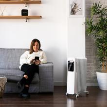 Radiateur bain d’huile ReadyWarm 9000 Touch Connected. Faible consommation, 9 éléments, 2000 W, contrôle via app, 3 modes de fonctionnement, écran LCD, tactile, minuterie, roues, 20 m² de surface couverte