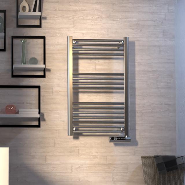 Scaldasalviette elettrico Ready Warm 9100 Smart Towel Steel. 500 W, display LED, controllo touch, timer, 3 modalità di funzionamento, uso ideale per bagni, 2 sistemi di sicurezza