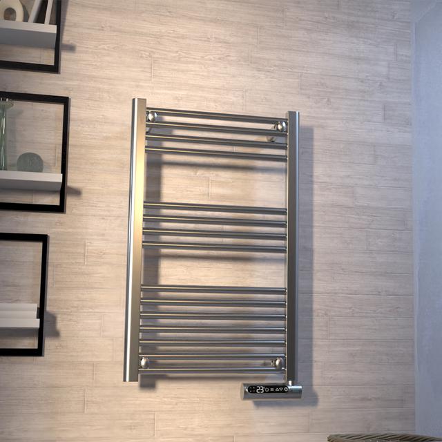 Ready Warm 9100 Smart Towel Steel de fluido con 500, pantalla LED, control táctil, programador semanal, 3 modos, temperatura seleccionable, y máxima seguridad con IP24.