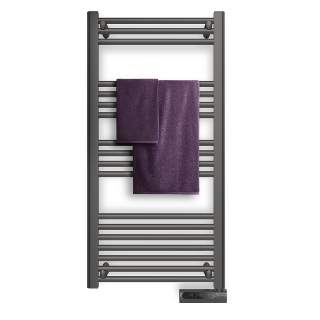 Sèche-serviettes électrique à faible consommation ReadyWarm 9200 Smart Towel Steel avec 750 W, écran LED, contrôle tactile, minuterie, 3 modes de fonctionnement et 2 systèmes de sécurité