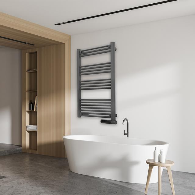 Ready Warm 9200 Smart Towel Black de fluido con 750 W, pantalla LED, control táctil, programador semanal, 3 modos, temperatura seleccionable, y máxima seguridad con IP24.