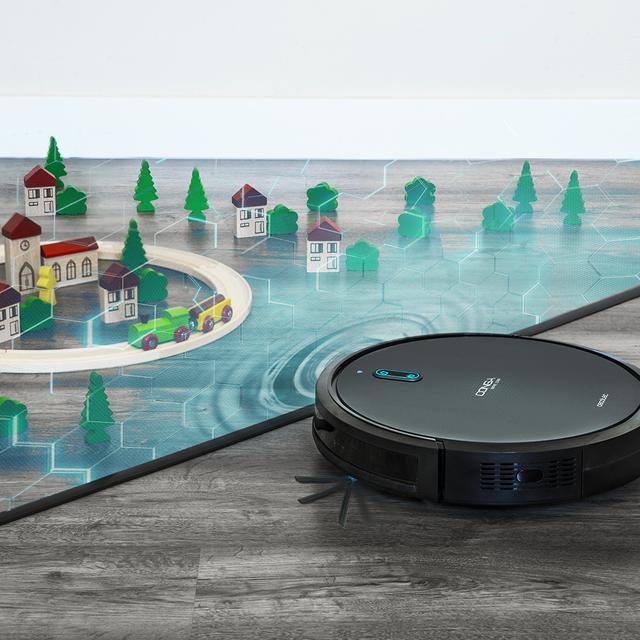 Robot aspirateur Conga série 1099 Connected. 1400 Pa, il aspire, balaie, passe la serpillière, brosse spéciale pour les poils d'animaux, télécommande, compatible avec Alexa et Google Home, mur magnétique