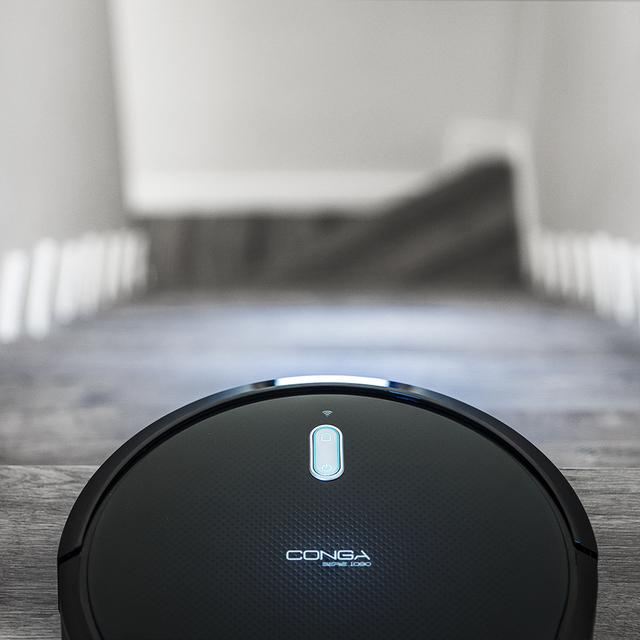 Robot Aspirapolvere Conga Serie 1099 Connected. 1400 Pa, Aspira, spazza, lava e passa il panno, spazzola speciale animali domestici, telecomando, compatibile con Alexa e Google Home, muro magnetico