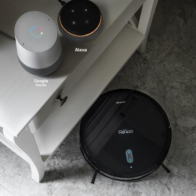 Robot Aspirapolvere Conga Serie 1099 Connected. 1400 Pa, Aspira, spazza, lava e passa il panno, spazzola speciale animali domestici, telecomando, compatibile con Alexa e Google Home, muro magnetico