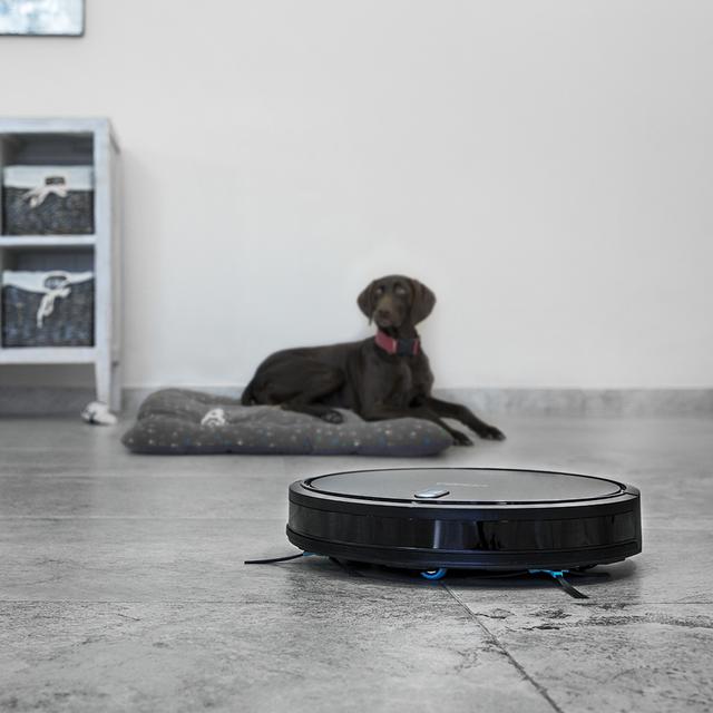 Robot aspirateur Conga série 1099 Connected. 1400 Pa, il aspire, balaie, passe la serpillière, brosse spéciale pour les poils d'animaux, télécommande, compatible avec Alexa et Google Home, mur magnétique