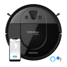 Robot aspirateur et nettoie-sols Conga 2290 Panoramic, iTech Camera 360, il nettoie le sol, aspire et balaie en même temps, application avec carte interactive, puissance d’aspiration jusqu’à 2700 Pa, brosse pour les poils d'animaux, Alexa et Google Assistant