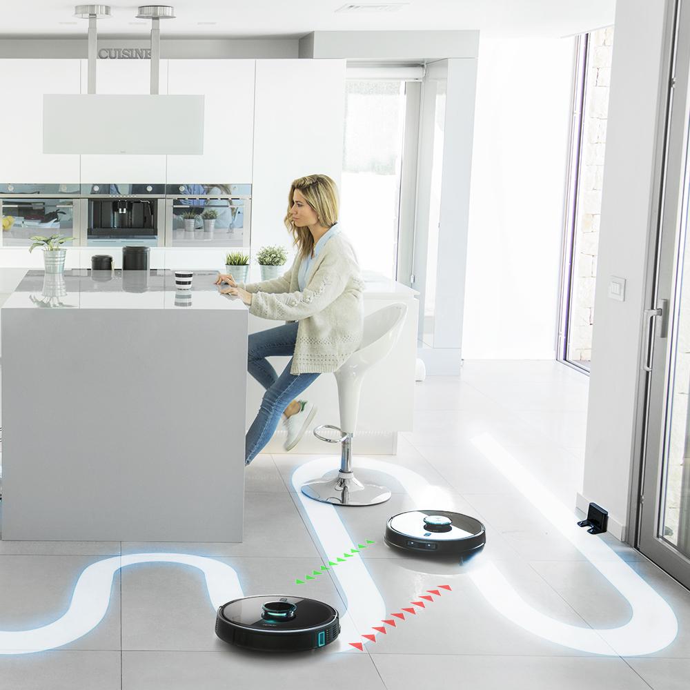 Robot aspirateur et nettoie-sols Conga 7090 IA. Intelligence artificielle et laser, 4 en 1, 10000 Pa, app, Roomplan.