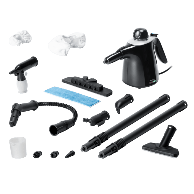 HydroSteam 1040 Active&Soap Limpiador de vapor con potencia máxima de hasta 1100 W. Limpia y desinfecta todo para un acabado perfecto. Depósito de 450 ml. 3,5 bares de presión y 40 g/min de caudal de vapor.