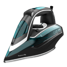 Ferro da stiro con pompa dell'acqua automatica integrata da 3100 W, sistema di spegnimento automatico, vapore continuo da 75 g/min e colpo di vapore da 285 g/min. Doppia suola anodizzata che migliora la distribuzione del calore e facilita lo scorrimento. Sensore touch per il controllo del vapore.