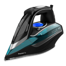 Ferro da stiro Fast&Furious 6060 Ultra con pompa dell'acqua automatica integrata da 3100 W, sistema di spegnimento automatico, vapore continuo da 75 g/min e colpo di vapore da 285 g/min. Doppia suola anodizzata che migliora la distribuzione del calore e facilita lo scorrimento. Sensore touch per il controllo del vapore. Display LCD.