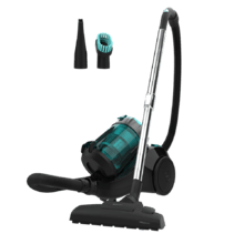 Conga Rockstar Multicyclonic 800 W power sled hoover. Multiciclonico senza sacco. Capacità massima del serbatoio fino a 2,5 L con filtrazione ad alta efficienza e tubo telescopico in metallo. Include attacchi per mobili e angoli che consentono di pulire le aree più difficili.