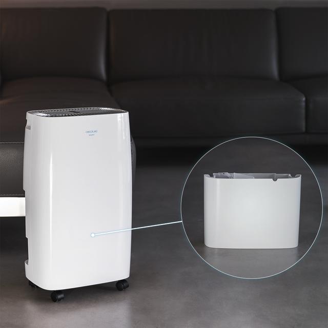 Déshumidificateur Big Dry 4000 Expert. Minuterie 24 h, 10 L/jour, réservoir amovible de 2,5 L, 105 m³/h de surface couverte, gaz R290, silencieux, humidité 40 % à 80 %, écran LED et auto-déconnexion