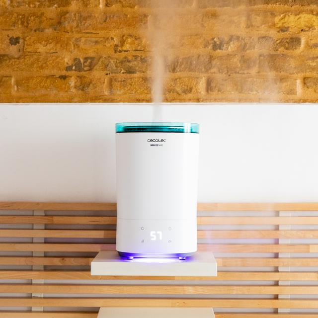 Humidificateur BreezeCare 3000. Réservoir de 5,5 litres, humidificateur de 330 ml/h, filtre en céramique, jusqu'à 30 m2, Autonomie jusqu'à 24h, 3 Vitesses, Minuterie