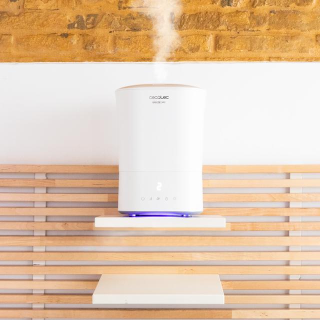 Humidificateur BreezeCare 3500 Warm. Réservoir de 5,5 litres, humidificateur de 400 ml/h, filtre en céramique, jusqu'à 35 m2, Autonomie jusqu'à 22h, 3 Vitesses, Minuterie