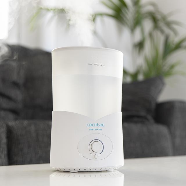 BreezeCare 2000 Light. Humidificador de 25 W, Humidificador 200 ml/h, Depósito 1,2 litros, Saída de vapor 360º, Controlo manual, Luz LED, Cobertura até 30 m2