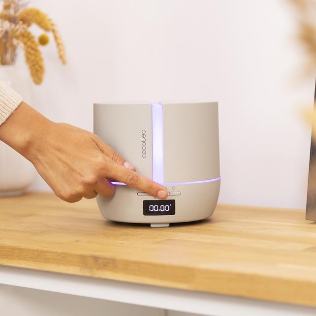 Diffusore di aromi PureAroma 550 Connected Sand. Capacità 500 ml, display LED, vivavoce, controllo via bluetooth, app, timer 12 h, 3 modalità di funzionamento, copertura 30 m²