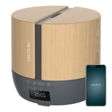 PureAroma 550 Connected Grey Woody. Difusor de aromas de Capacidad 500ml, Pantalla LED, Altavoz, Control por bluetooth, App, Temporizador 12h, 3 Modos de funcionamiento, Cobertura 30m2