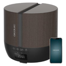 PureAroma 550 Connected Black Woody. Difusor de aromas con Capacidad 500ml, Pantalla LED, Altavoz, Control por bluetooth, App, Temporizador 12h, 3 Modos de funcionamiento, Cobertura 30m2