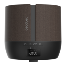 PureAroma 550 Connected Black Woody. Difusor de aromas con Capacidad 500ml, Pantalla LED, Altavoz, Control por bluetooth, App, Temporizador 12h, 3 Modos de funcionamiento, Cobertura 30m2