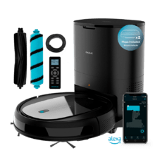 Robot Aspirador y Friegasuelos con Base de Autovaciado Conga 2290 Ultra Home X. Tecnología iTech SmartGyro 4.0, 2100 Pa, App con Mapa, Limpieza ordenada, Incluye 2 Cepillos y 2 Mopas