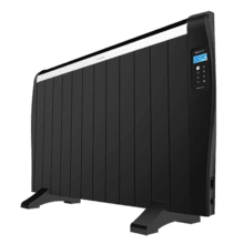 ReadyWarm 2500 Thermal Black Emisor térmico con 12 elementos y 1800 W, pantalla LCD, mando a distancia, temporizador programable, selección de temperatura, cobertura de 25 m² y máxima seguridad.