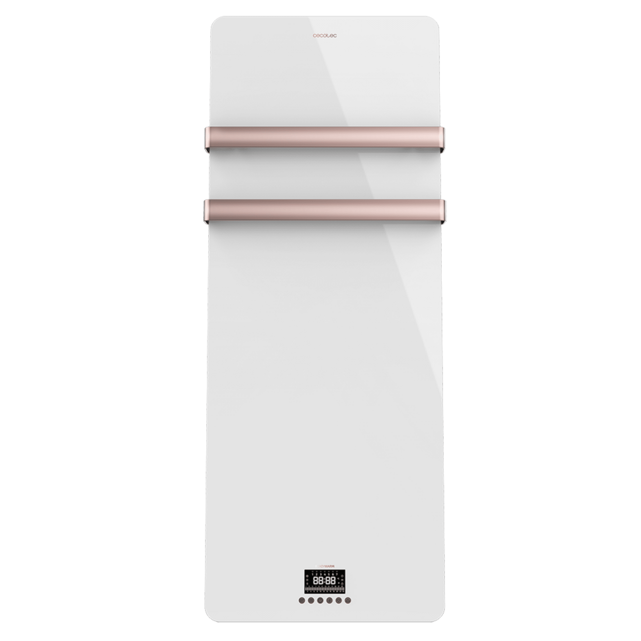 Sèche-serviettes électrique à faible consommation Ready Warm 9870 Crystal Towel Rosegold. 850 W, double étendoir, télécommande, écran LED, minuterie et protection IP24.