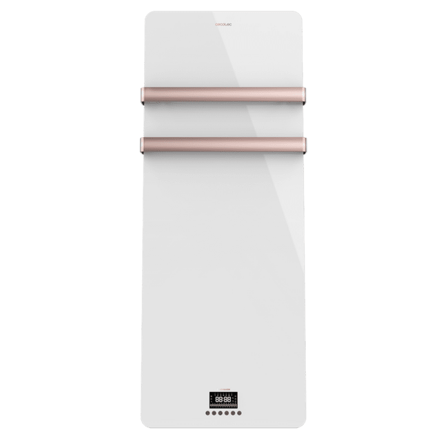 Sèche-serviettes électrique à faible consommation Ready Warm 9870 Crystal Towel Rosegold. 850 W, double étendoir, télécommande, écran LED, minuterie et protection IP24.