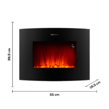 Ready Warm 2250 Curved Flames Connected Electric Fireplace. 2000 W, tamanho 22", Wi-Fi, 2 níveis de potência, controlo remoto, painel curvo, temporizador, 20 m2