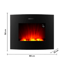 Chimenea Eléctrica Ready Warm 2650 Curved Flames Connected. 2000 W, Tamaño 26", WiFi, 2 Niveles de Potencia, Mando a Distancia, Panel Curvo, Temporizador, 25 m2